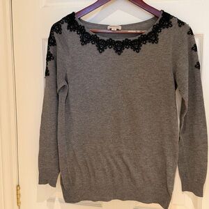 Long Sleeve Sweater with Lace Accent